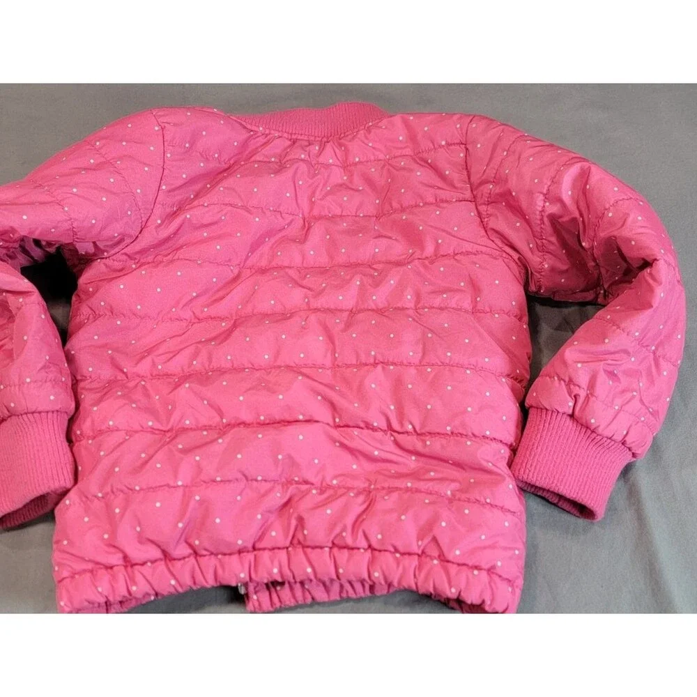 GAP Kids Girls Pink Polka Dot Puffer Jacket Size 4Y Zip Front